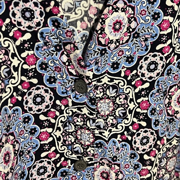 LOFT Petite Medallion Button Ruffle Flounce Dress - Picture 7 of 7